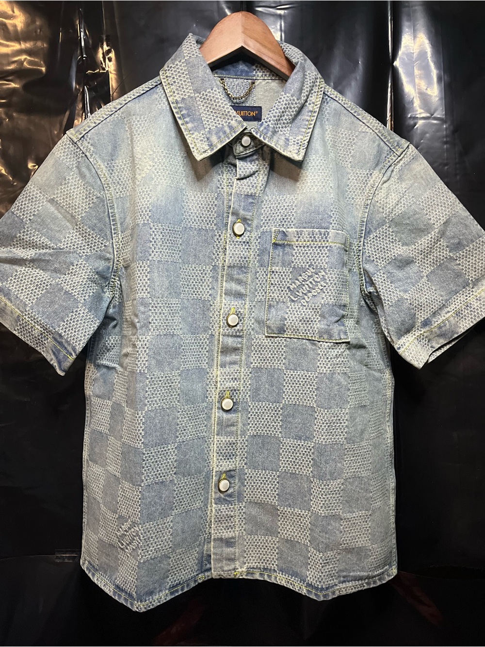Louis Vuitton Damier 3D Light Denim Short-Sleeved Shirt